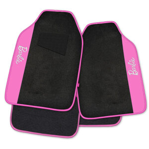 BARBIE JGO CUBRE ALFOMBRA FELPA NEGRA CON ROSA