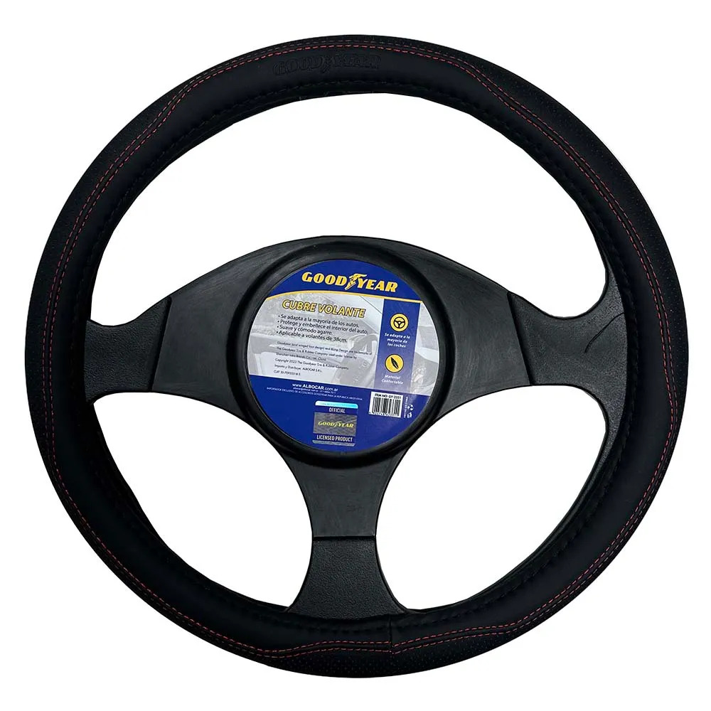 GOODYEAR CUBRE VOLANTE 38CM NEGRO C/COSTURA HILO "ROJO"