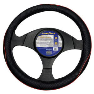 GOODYEAR CUBRE VOLANTE 38CM NEGRO CUADRILLE + RIBETE "ROJO"