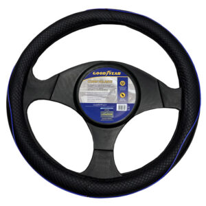 GOODYEAR CUBRE VOLANTE 38CM NEGRO CUADRILLE + RIBETE "AZUL"