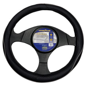 GOODYEAR CUBRE VOLANTE 38CM NEGRO CUADRILLE + RIBETE "GRIS"