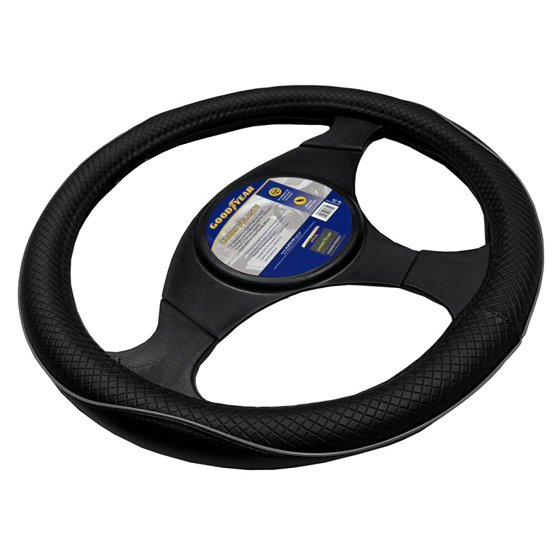 GOODYEAR CUBRE VOLANTE 38CM NEGRO CUADRILLE + RIBETE "GRIS" - Imagen 2