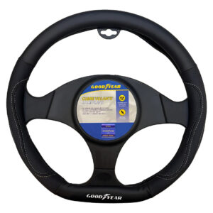 GOODYEAR CUBRE VOLANTE 38CM BASE PLANA NEGRO C/COSTURA GRIS