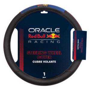 REDBULL CUBRE VOLANTE 38CM NEGRO C/APLIQUE AZUL CUSTURA BLANCA