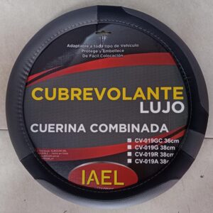 IAEL CUBRE VOLANTE 36CM LUJO GRIS/NEGRO