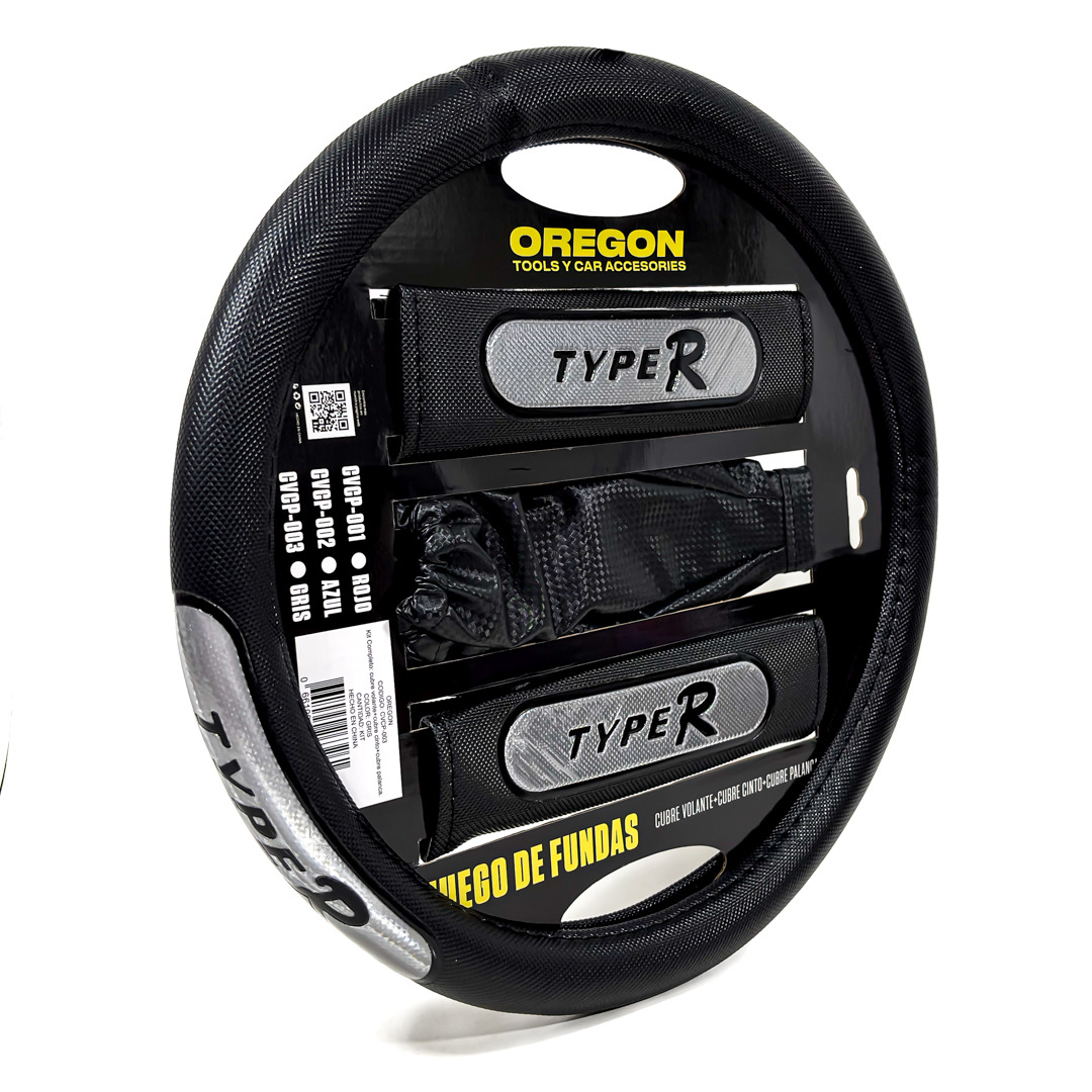 OREGON KIT CUBRE VOLANTE 38CM+CUBRE CINTURON + FUELLE C/REFLECTIVO "GRIS" - Imagen 2