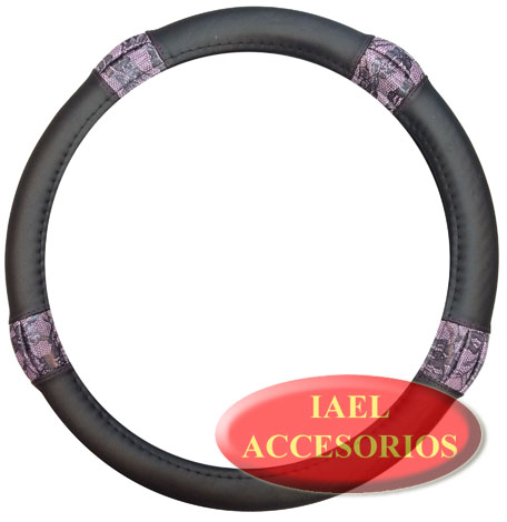 IAEL CUBRE VOLANTE 38CM SNAKE NEGRO C/ESTAMPADO FLORES VIOLETA