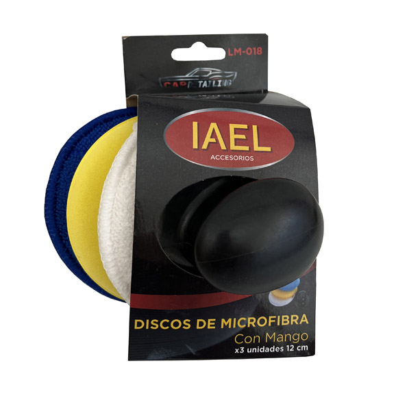 IAEL JGO PAD DISCO APLICADOR MICROFIBRA CON MANGO 12CM X3