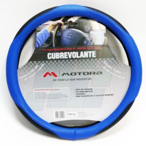 MOTORA CUBREVOLANTE 38CM SIMIL CUERO AZUL C/NEGRO