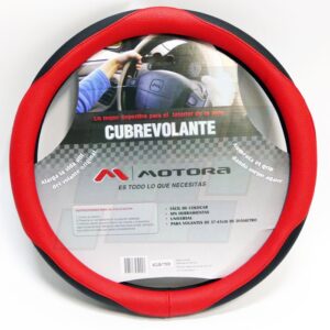 MOTORA CUBREVOLANTE 38CM SIMIL CUERO ROJO C/NEGRO