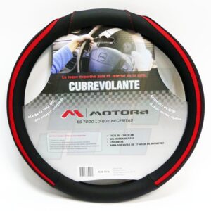 MOTORA CUBRE VOLANTE 38CM NEGRO C/FILETE ROJO