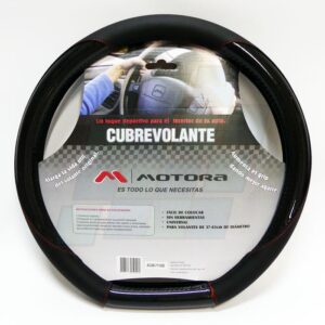 MOTORA CUBREVOLANTE 38CM BASE PLANA BASE PLANA NEGRO+CARBONO NEGRO+COSTURA ROJA