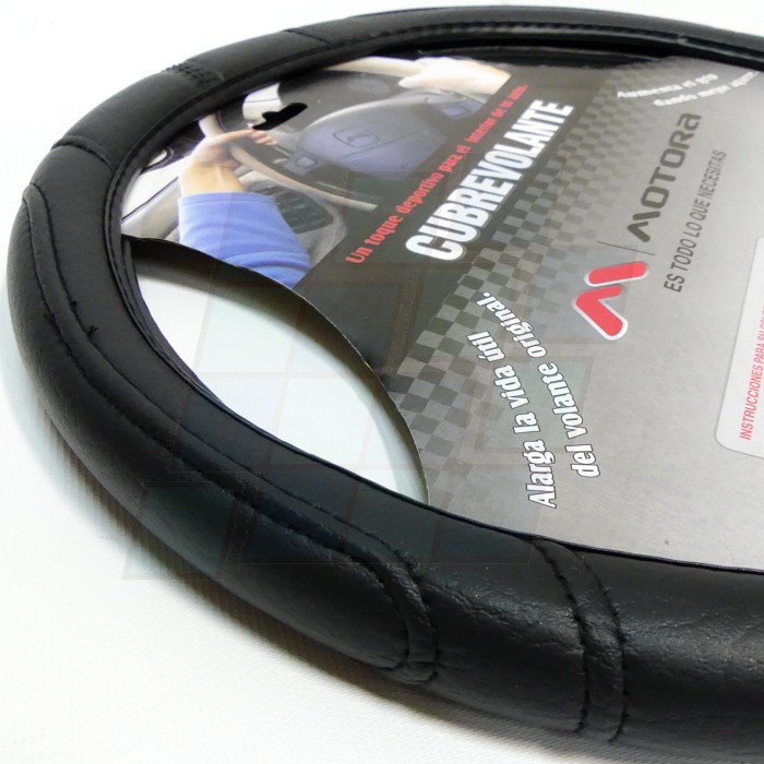 MOTORA CUBRE VOLANTE 38CM TODO NEGRO C/COSTURA=CV-028 - Imagen 2