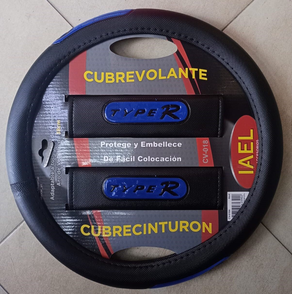 IAEL KIT CUBRE VOLANTE 38CM+CUBRE CINTURON C/REFLECTIVO "AZUL"
