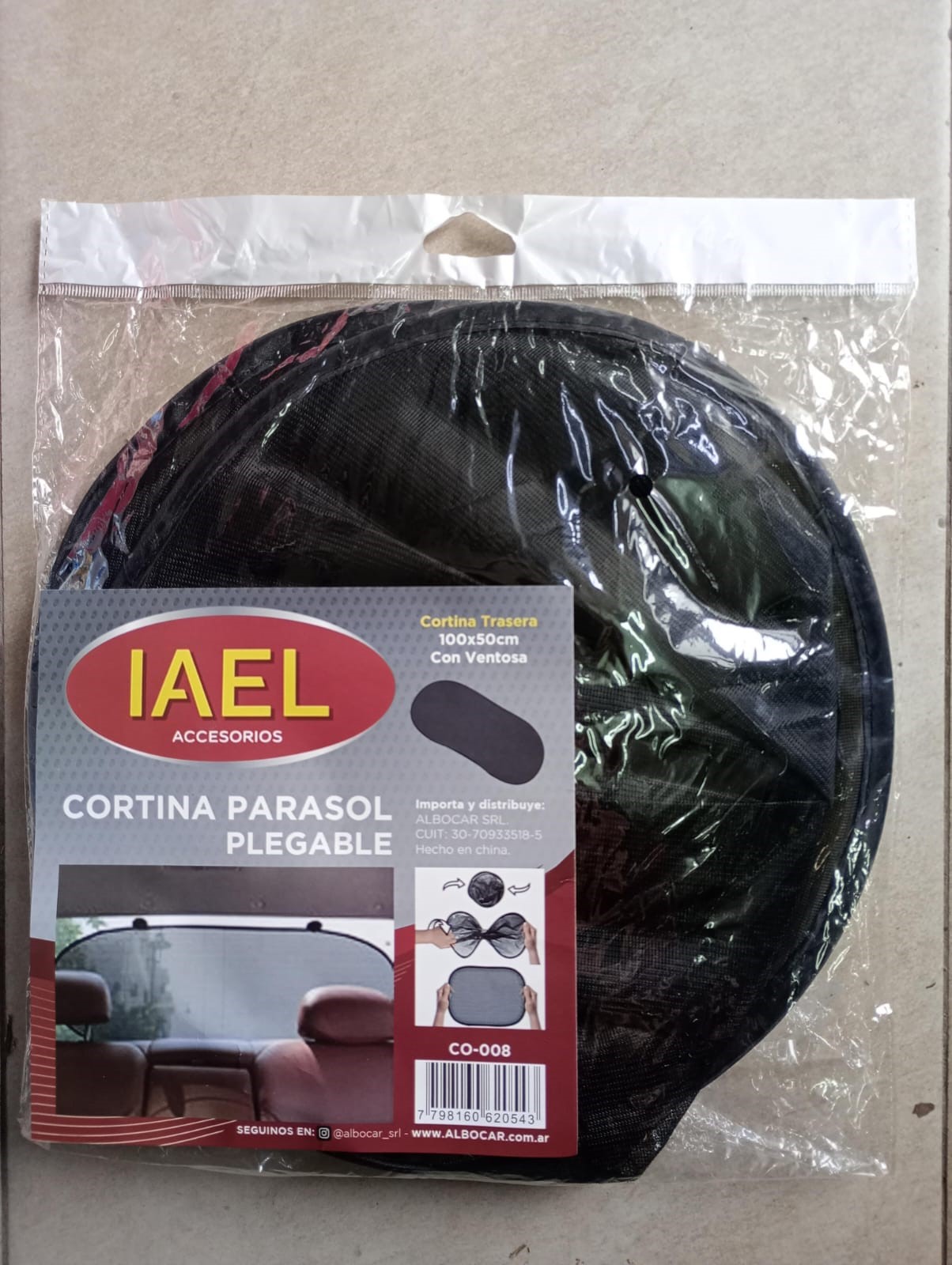 IAEL CORTINA PLEGABLE GRANDE P/LUNETA C/VENTOSAS