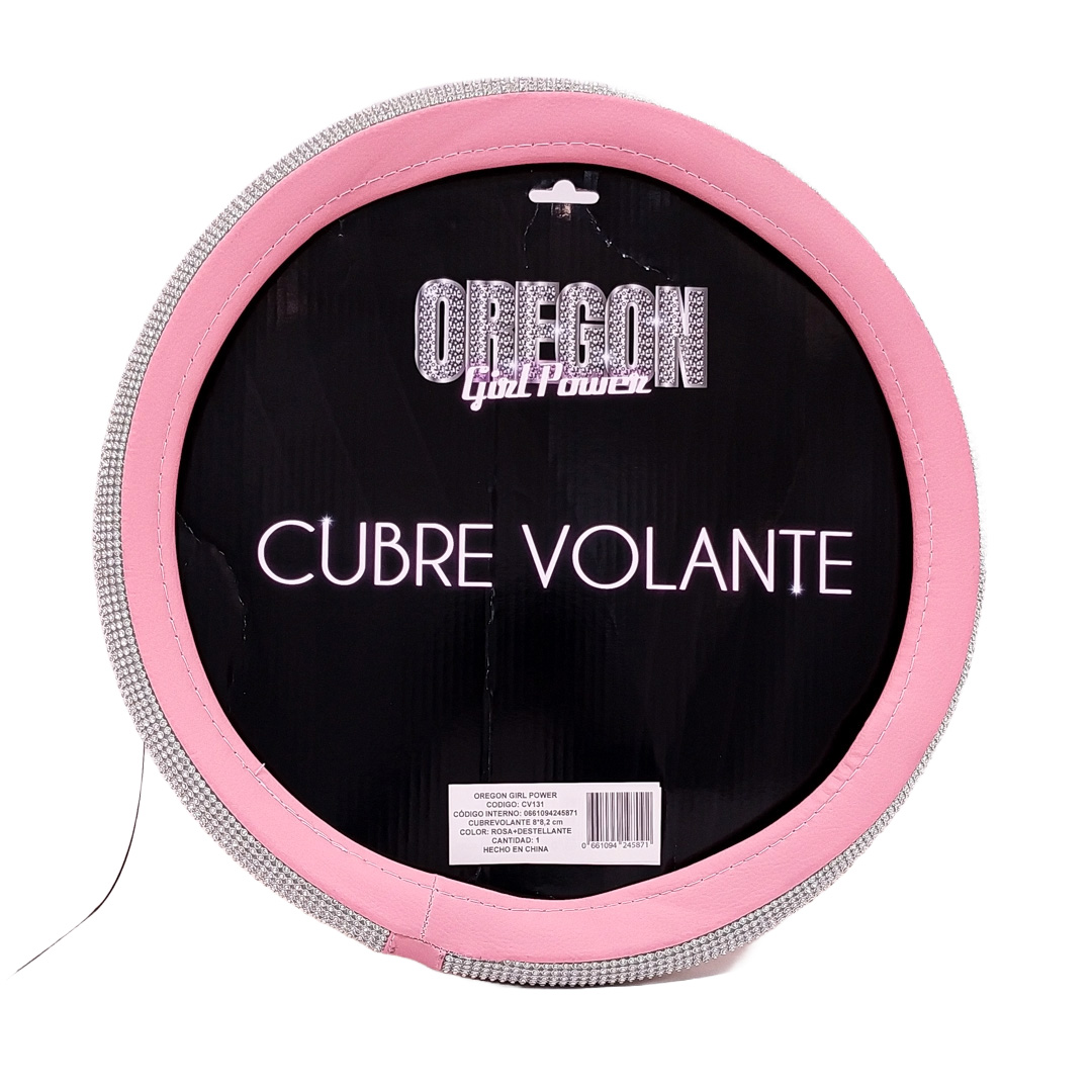 OREGON CUBRE VOLANTE 38CM CUERINA ROSA C/DIAMANTE PLATA