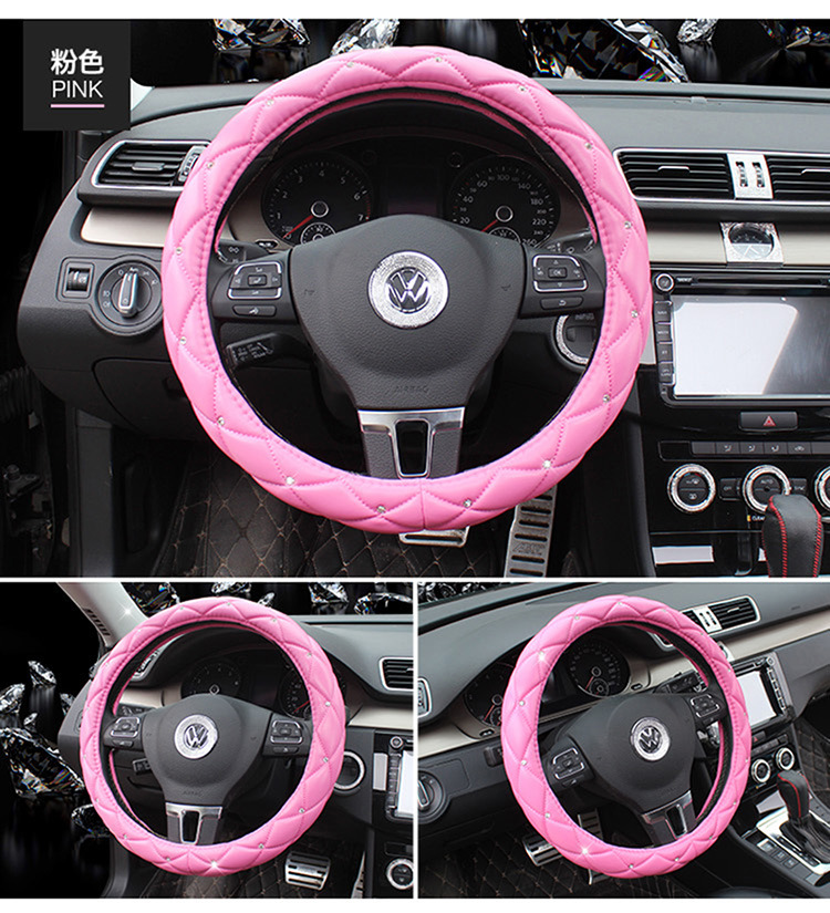 OREGON CUBRE VOLANTE 38CM CUERINA ROSA COSTURA EN ROMBOS - Imagen 2