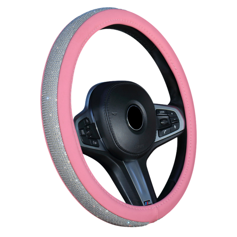 OREGON CUBRE VOLANTE 38CM CUERINA ROSA C/DIAMANTE PLATA - Imagen 3